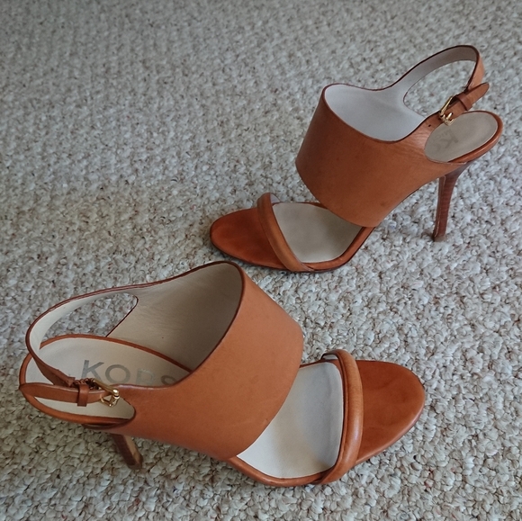 Kors Michael Kors soft tan leather Slingback open Toe Pump Size 8.5 - Picture 11 of 15